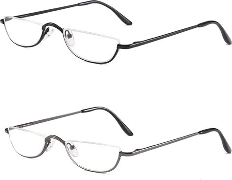 Kokobin Half Reading Glasses 2 Pairs Half Rim Metal Frame Glasses Spring Hinge