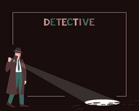 Frame With Detective With Flashlight On Dark Background 2218124 Vector