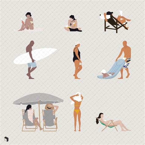 Flat Vector People at Beach | People illustration, Architecture people, Colour architecture