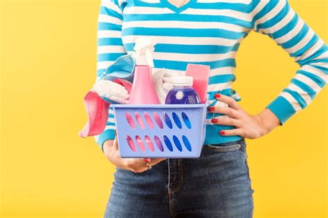 household chore organized housewife hold supplies stock image image of cleaning apartment