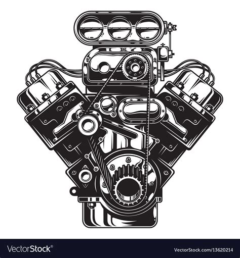 Isolated Monochrome Car Engine Royalty Free Vector Image