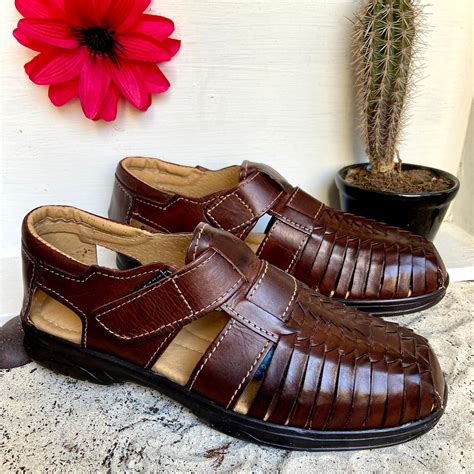 Mexican Comfortable Huarache Shoes For Men Mexican Leather Etsy