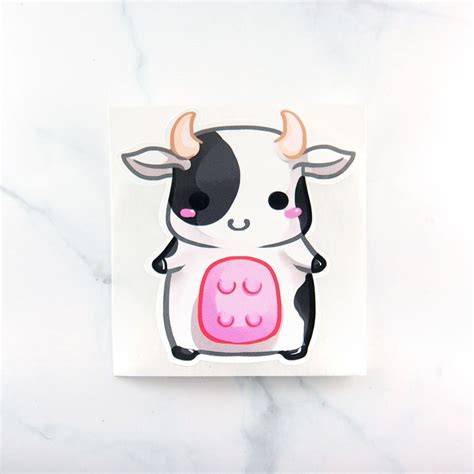 Kawaii Chibi Baby Cow Sticker Cute Art Farm Animal Planner Etsy