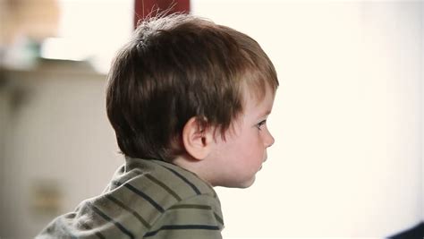 Little Boy Watching Tv Side Stock Footage Video 100 Royalty Free