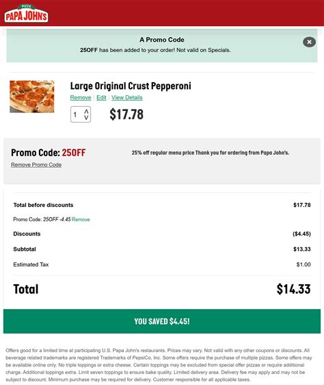 25 Off At Papa Johns Pizza Via Promo Code 25off Papajohns The Coupons App®