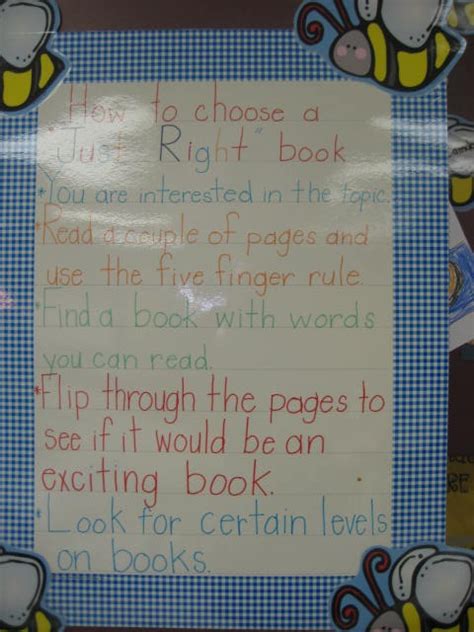 How To Choose A Just Right Book Reading Anchor Charts Just Right