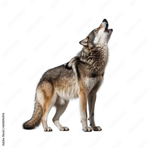 Wolf Howling Isolated On Transparent Background Generative Ai Stock