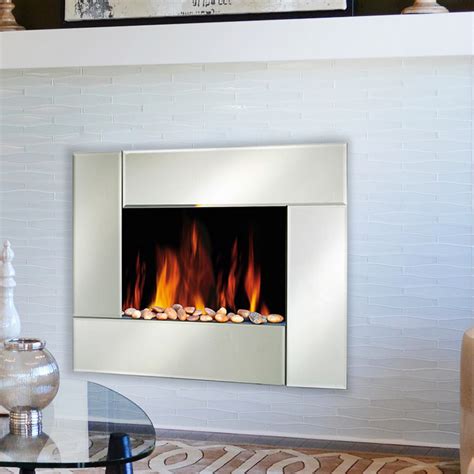 Electric Glass Wall Fire Fireplace Mirror Mounted Designer Flicker Flame Heater Ebay