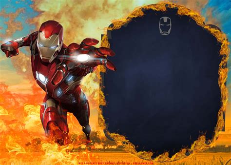 Get Free Printable Iron Man In Flames Birthday Invitation Templates