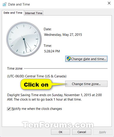 Change Time Zone In Windows 10 Tutorials