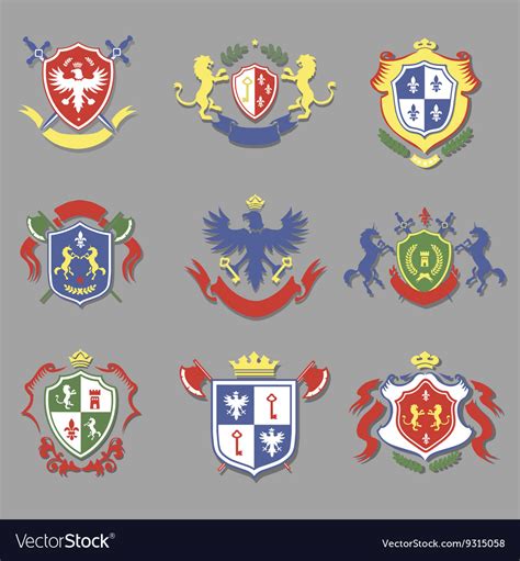 Coat Of Arms Collection Heraldry Shields Design Vector Image