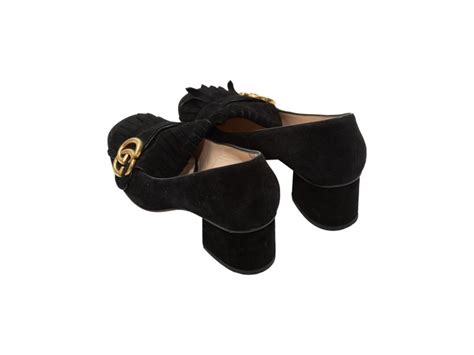 Gucci Black Suede Marmont Kiltie Pumps For Sale At 1stdibs