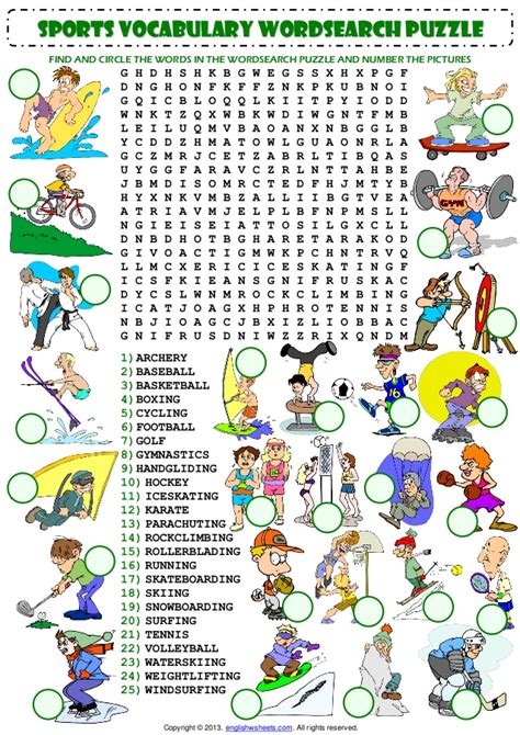 Save answer key as pdf. Sports vocabulary wordsearch puzzle worksheet