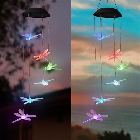 Solar Powered Dangling Dragonfly Light Colored Led Lights Multi