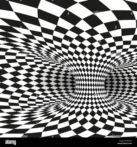blanco y negro cuadrado geométrica ilusión óptica resumen wormhole túnel distorsionar