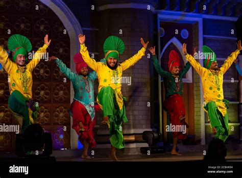 Punjabi Style Bhangra Dance A Famous Indian Style Of Dancing In State