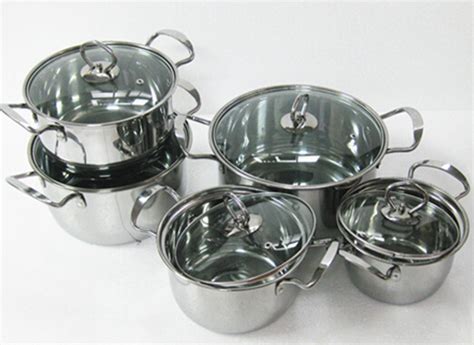 China Stainless Steel 10pcs Cookware Set In Tempered Glass Lid China