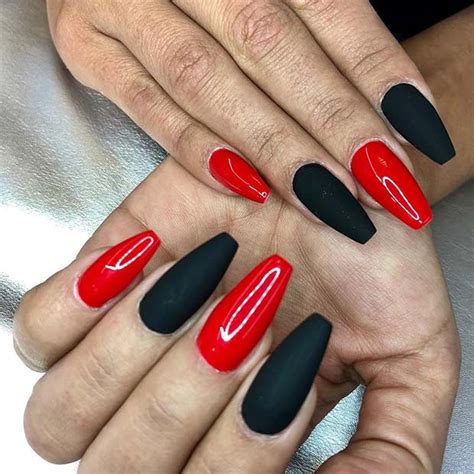 Red And Black Matte Nails