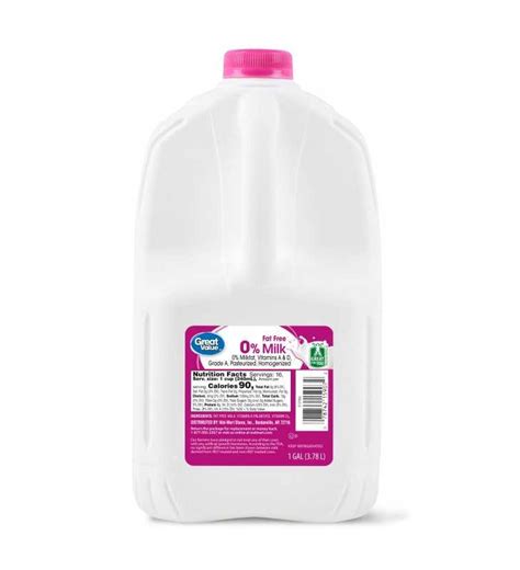 Great Value Fat Free Milk 1 Gallon 128 Fl Oz