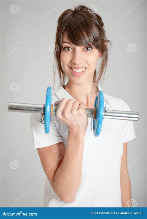 Girl Exercising With A Dumbbell Stock Image Image Of Fitness