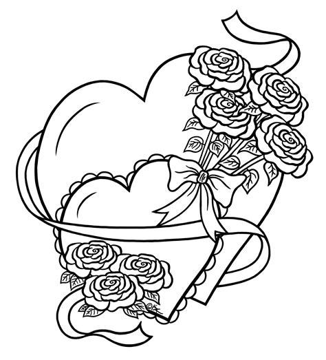 Coloring pages of roses with banners. Pictures Of Heart Drawings - Cliparts.co