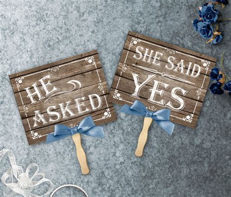 He Asked She Said Yes Printable Wooden Wedding Signs Engagement Photo