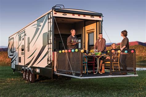 A toy hauler travel trailer might be the perfect option for you. 2017 Venom V4013TK Luxury Fifth Wheel Toy Hauler | KZ RV