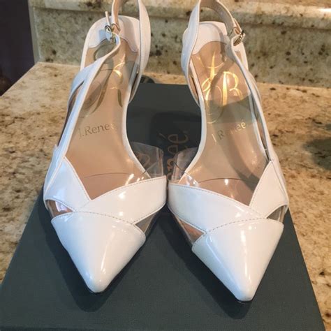 Jrenee Shoes Jrenee White Slingback Patentvinyl Heels Poshmark