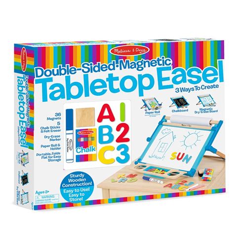Melissa And Doug Double Sided Magnetic Tabletop Art Easel Dry Erase Chalk