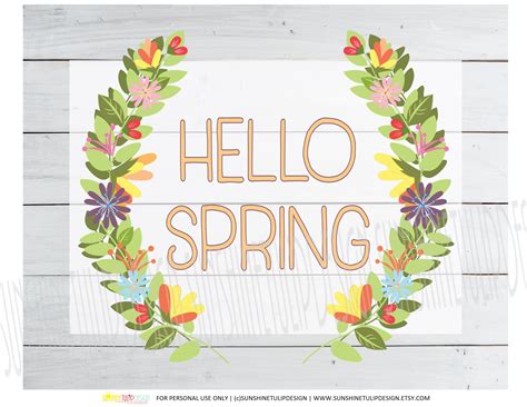 Printable Hello Spring Art Printable Spring Wall Sign Home Decor By