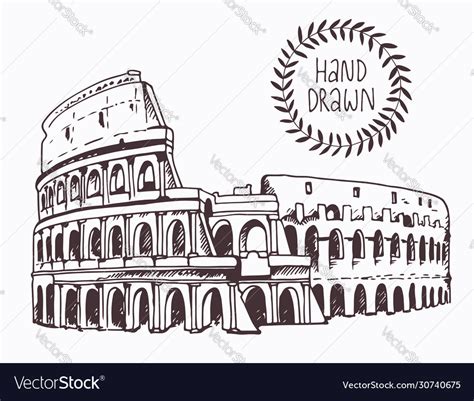 Drawing Coliseum Colosseum In Rome Italy Vector Image