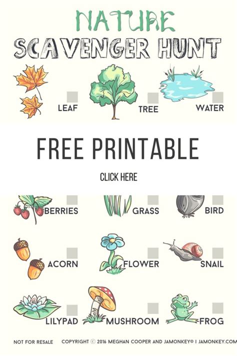 Nature Scavenger Hunt Free Printable