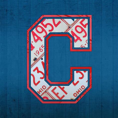 Cleveland Indians Baseball Team Vintage Logo Recycled Ohio License