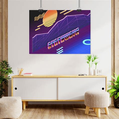 Isometric Synthwave Sunset 🈳 Synthwave Style Museum Quality Posters