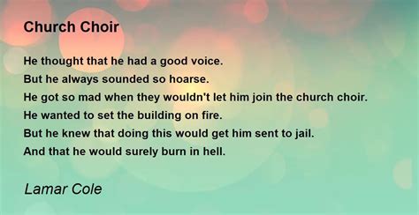 Church Choir Poem By Lamar Cole Poem Hunter