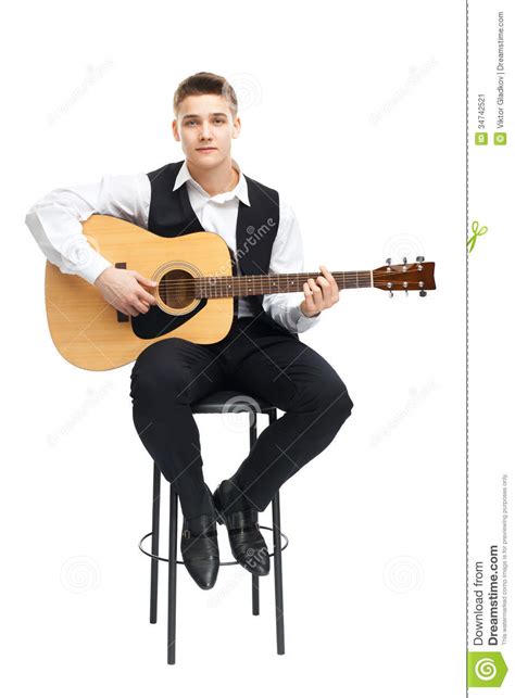 Young Man Playing On Guitar Stock Image Image Of Male Entertainment