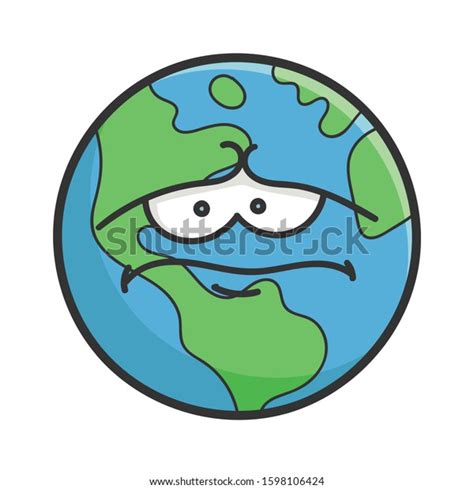 Sad Planet Earth Cartoon Illustration Isolated Stock Vector Royalty