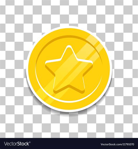 Golden Coin With Star Icon For Game Royalty Free Vector