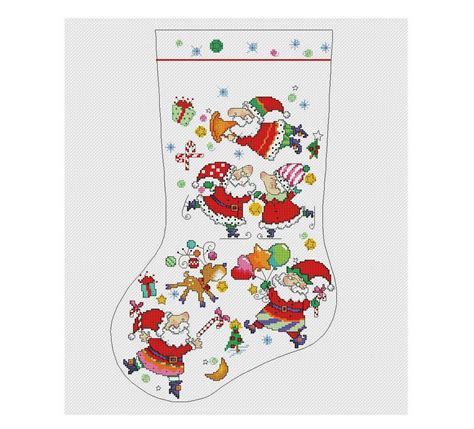 christmas stocking cross stitch pattern santa claus cross etsy