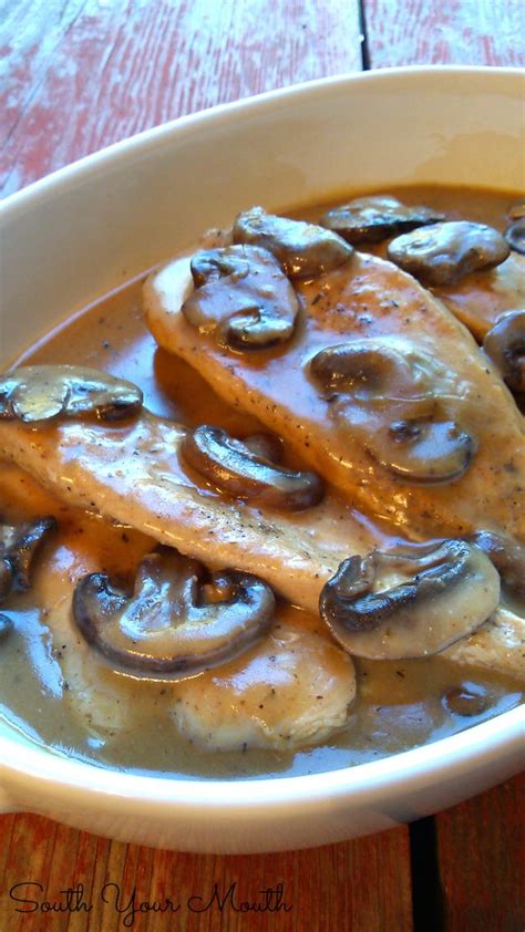Crock Pot Smothered Chicken With Mushroom Gravy South Your Mouth