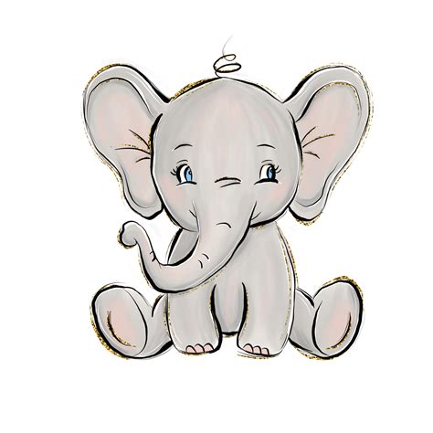 Baby Elephant Cartoon Birthday Babygirl Freetoedit Artofit