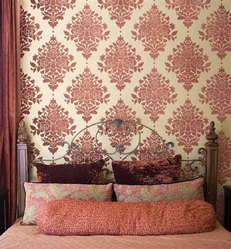 Rose Damask Wall Stencil Reusable Stencils For Walls Etsy Damask