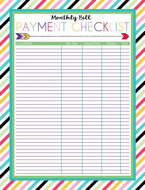 Monthly Payment Schedule Template Luxury Free Printable Bill Pay