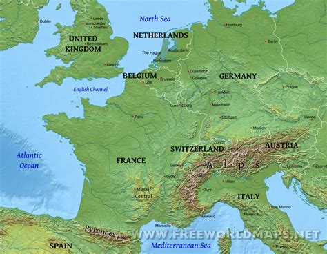 Europe Physical Map Alps Europe Map