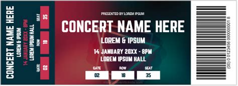 Fake Concert Ticket Templates For Word Editable Format