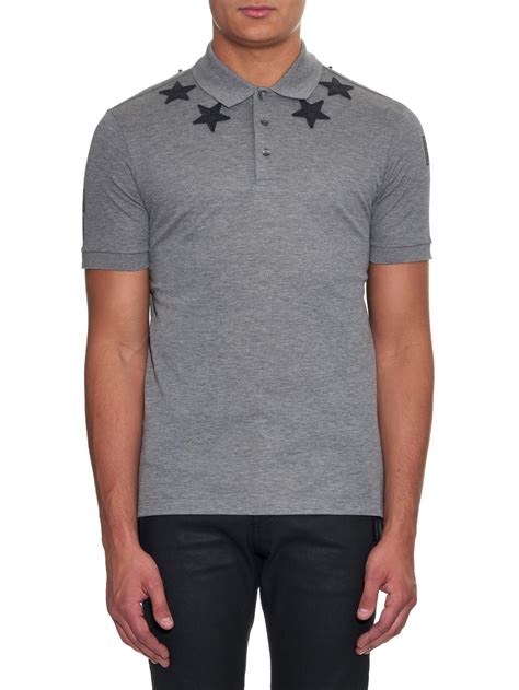 Lyst Givenchy Cuban Fit Star Embroidered Polo Shirt In Gray For Men