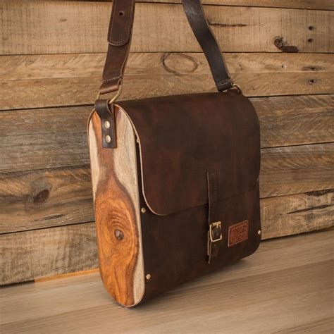 Wood And Leather Bag Leather Bags Handmade Leather Accessories