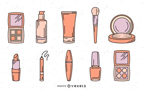 Makeup Cosmetics Hand Drawn Set Vector Download
