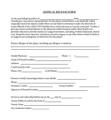 Medical Release Form Template Letter Example Template