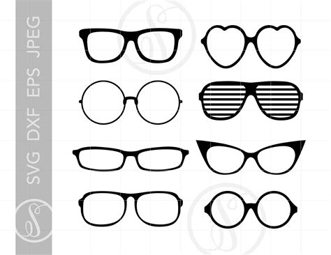 Sunglasses Svg Cut File Clipart Downloads Eyeglasses Svg Dxf Etsy Denmark